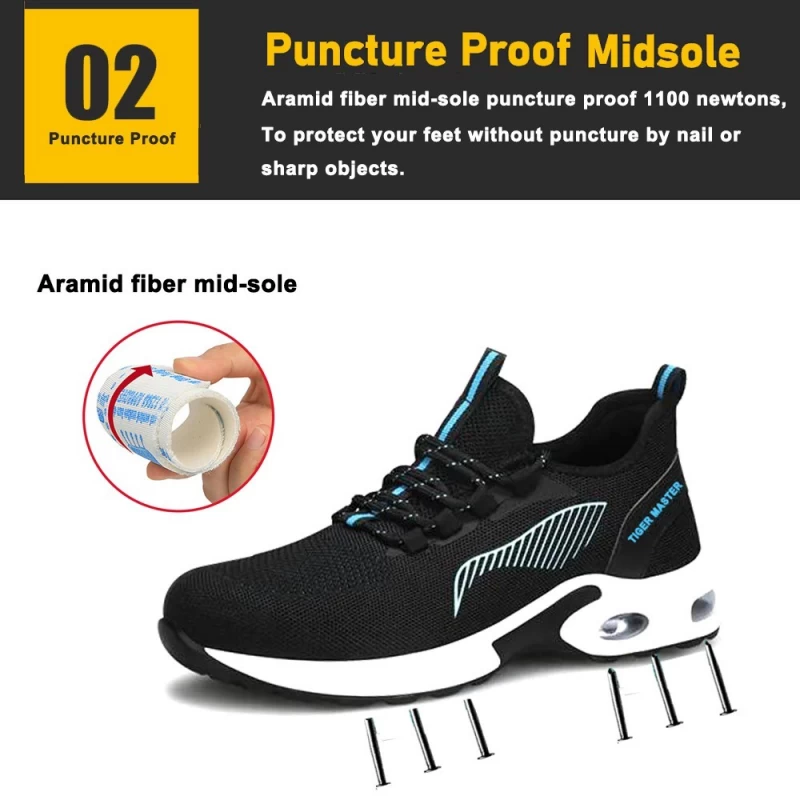porcelana TM3072 Talón amortiguador a prueba de pinchazos puntera de acero moda zapatos de seguridad deportivos fabricante