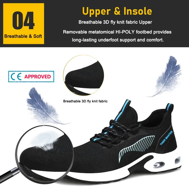الصين TM3072 امتصاص الصدمات ثقب واقية من الصلب اصبع القدم أزياء أحذية السلامة الرياضية الصانع