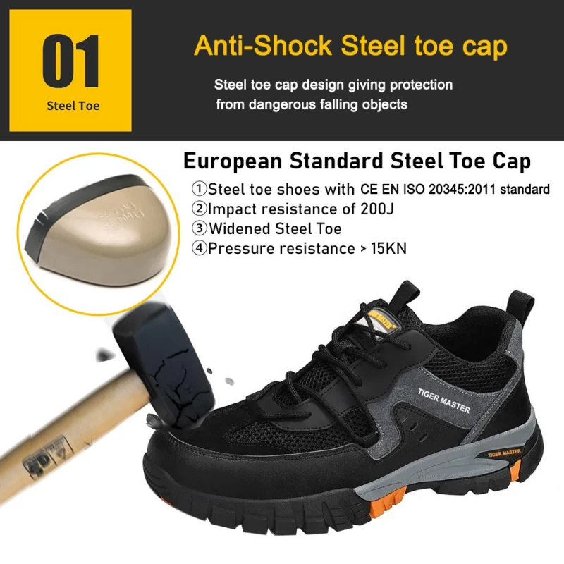 중국 TM3073 내마모성 미끄럼 방지 고무 밑창 남성용 강철 발가락 용 펑크 작업 안전 신발 제조업체
