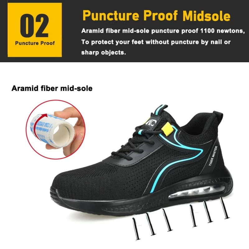 China TM3077 Anti slip PU sole light weight fashion safety shoes sneakers for men steel toe manufacturer