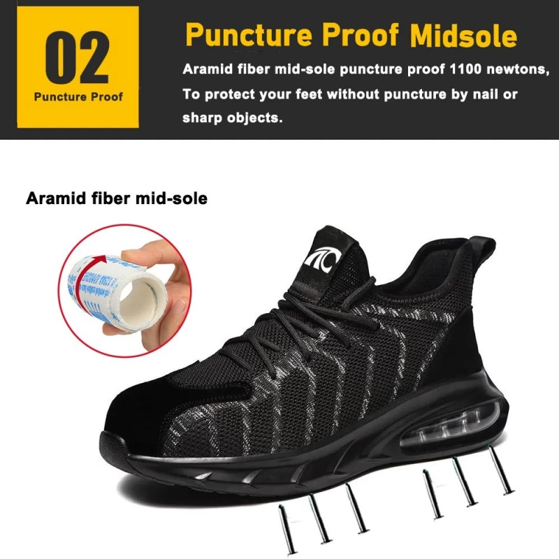 porcelana TM3081 suela de pu antideslizante zapatos de seguridad deportivos con punta de acero ligero cojín de aire fabricante