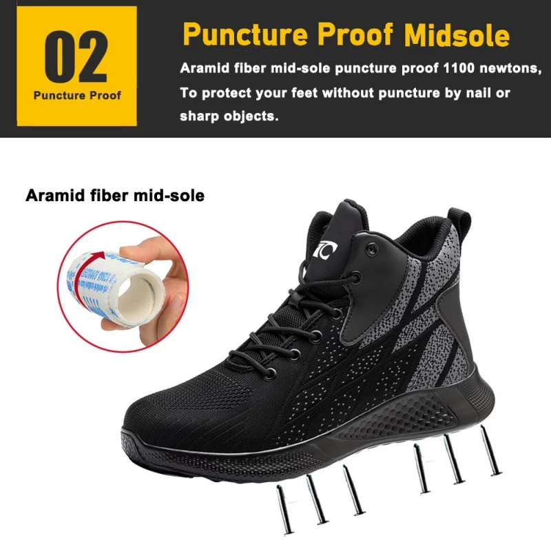 China TM3082 High ankle steel toe sports safety shoes for men light weight manufacturer