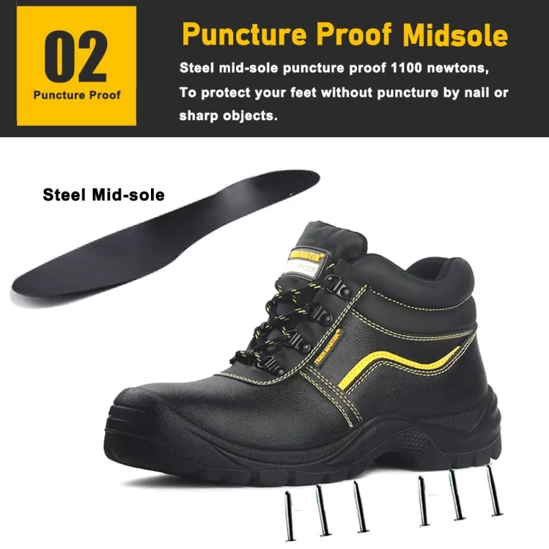 China TM3085 Black anti slip cheap puncture proof steel toe industrial safety shoes for men manufacturer