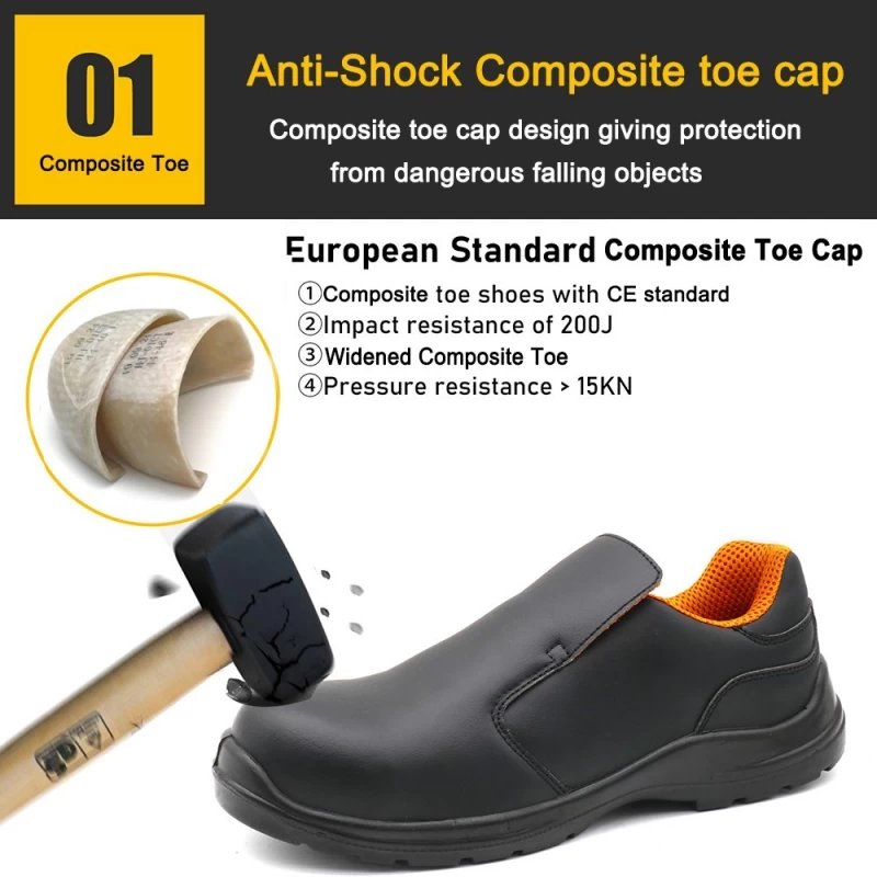 China TM079 White microfiber leather anti-slip composite toe chef safety shoes for kitchen - COPY - p5aefr Hersteller