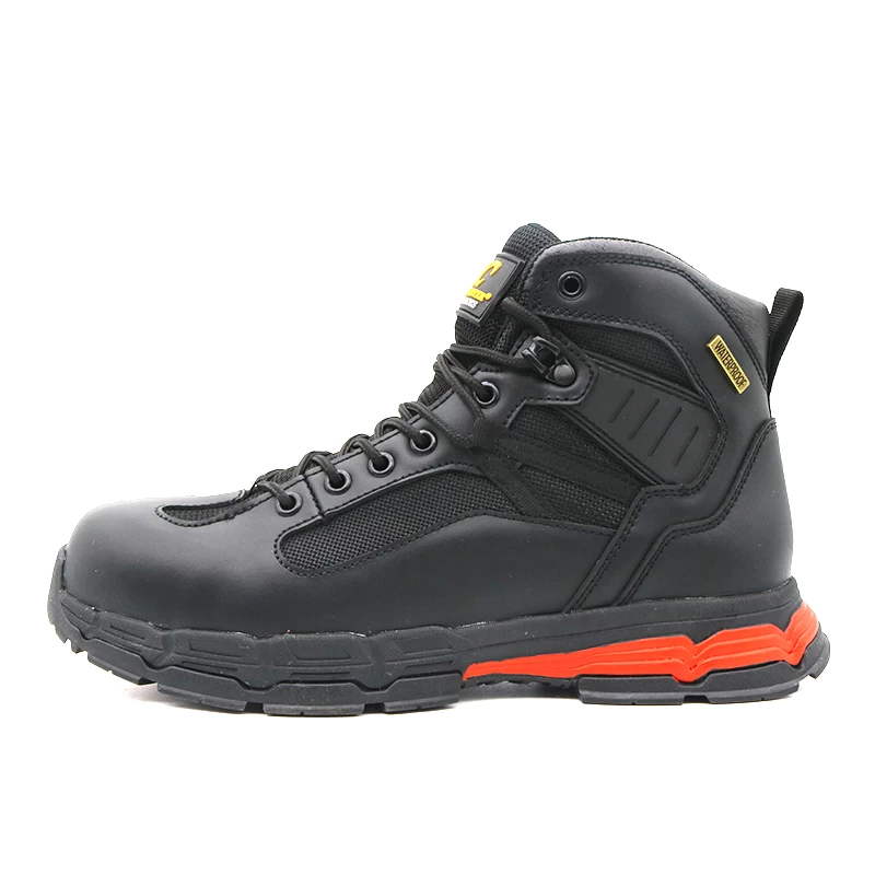 中国 TM177 男士黑色牛皮复合趾防水安全鞋 制造商