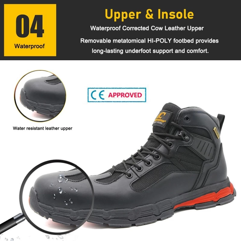 China TM177 Black cow leather composite toe waterproof safety shoes for men manufacturer