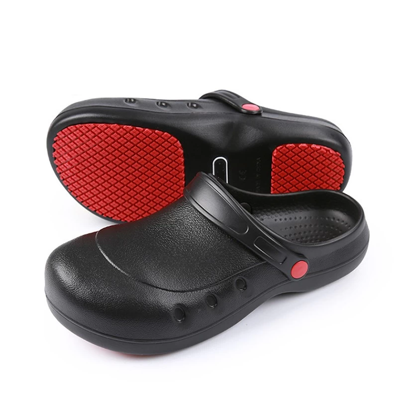 Chine Chaussures de chef de cuisine noires souples EVA antidérapantes à bout en acier, sécurité, TM080-1 fabricant