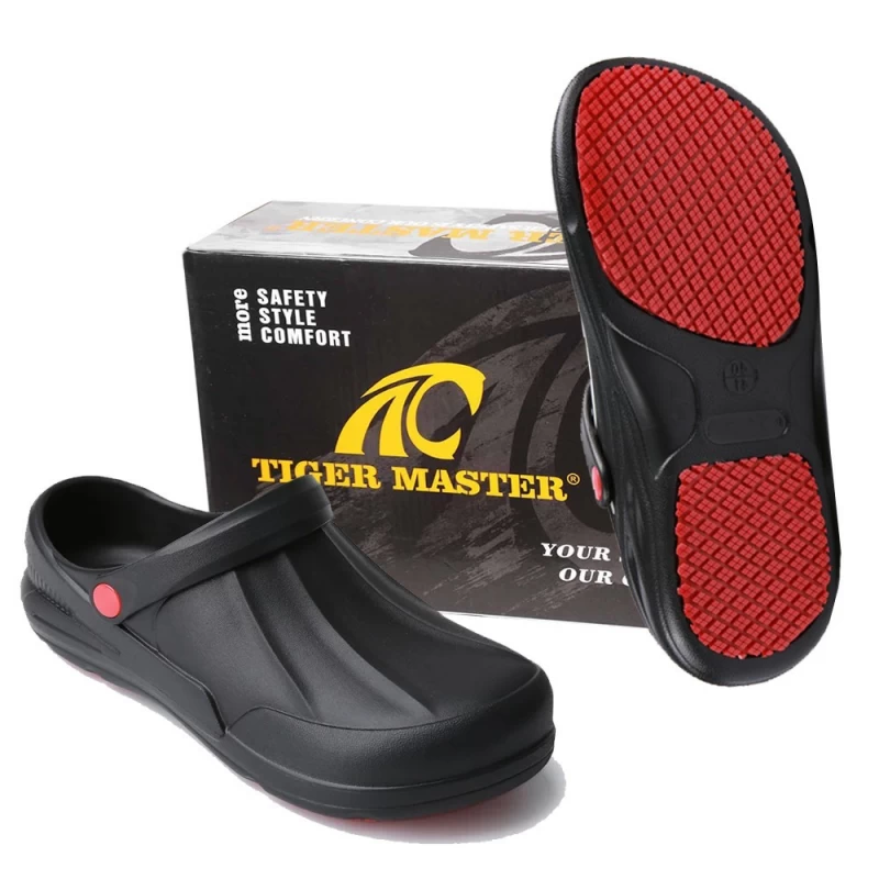 China TM3112 Black soft EVA oil resistant anti-skid kitchen chef sandal shoes men manufacturer