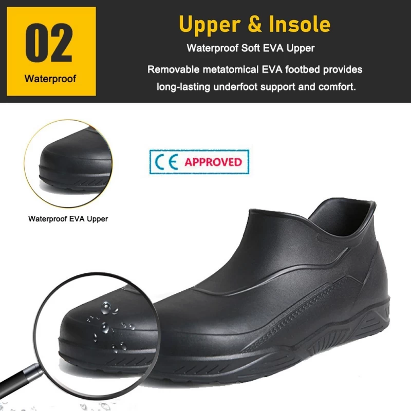 China TM3115 High ankle anti-skid waterproof steel toe EVA kitchen chef shoes safety manufacturer