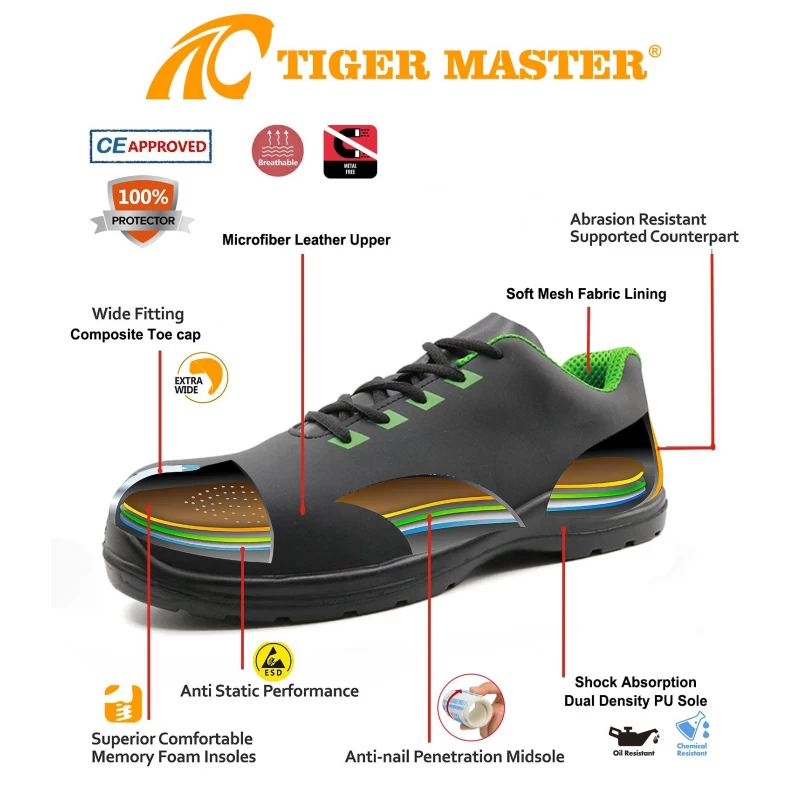 China TM210L Sapatos de segurança de trabalho antiestáticos com biqueira composta resistente à água e óleo S2 SRC fabricante