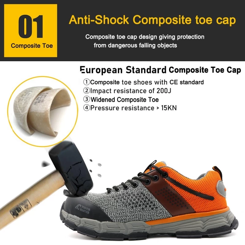 Chine TM283 chaussures de sécurité à semelle extérieure en caoutchouc antidérapante à l'huile et à bout composite sans métal fabricant