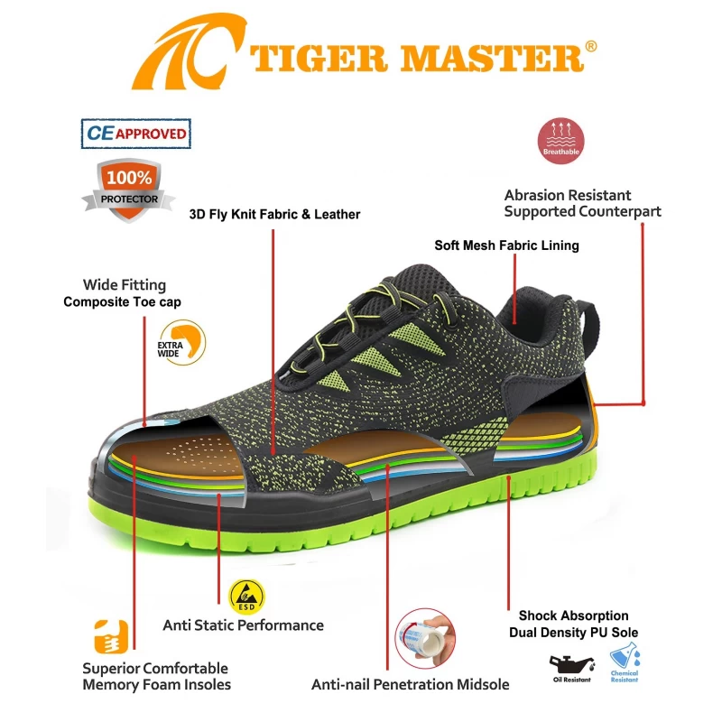中国 TM288 CE 認定の複合つま先を備えたファッショナブルな安全靴スポーツ メーカー