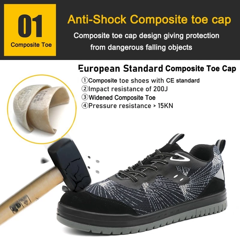 China TM295 CE anti-slip metal free sport type safety shoes for men with composite toe manufacturer