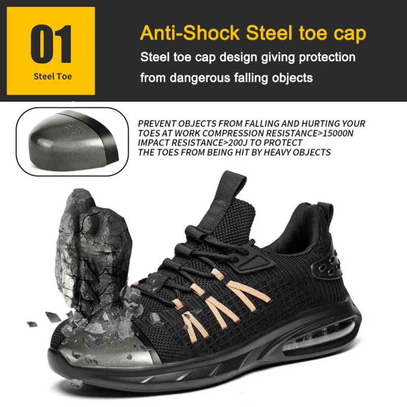 porcelana TM3132 Zapatos de seguridad deportivos antideslizantes con punta de acero y amortiguación de aire para hombres de peso ligero fabricante