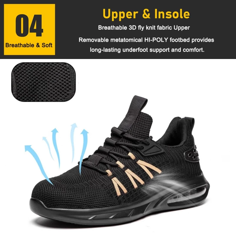 China TM3132 Sapatos de segurança esportivos com biqueira de aço com amortecimento de ar antiderrapante para homens leves fabricante