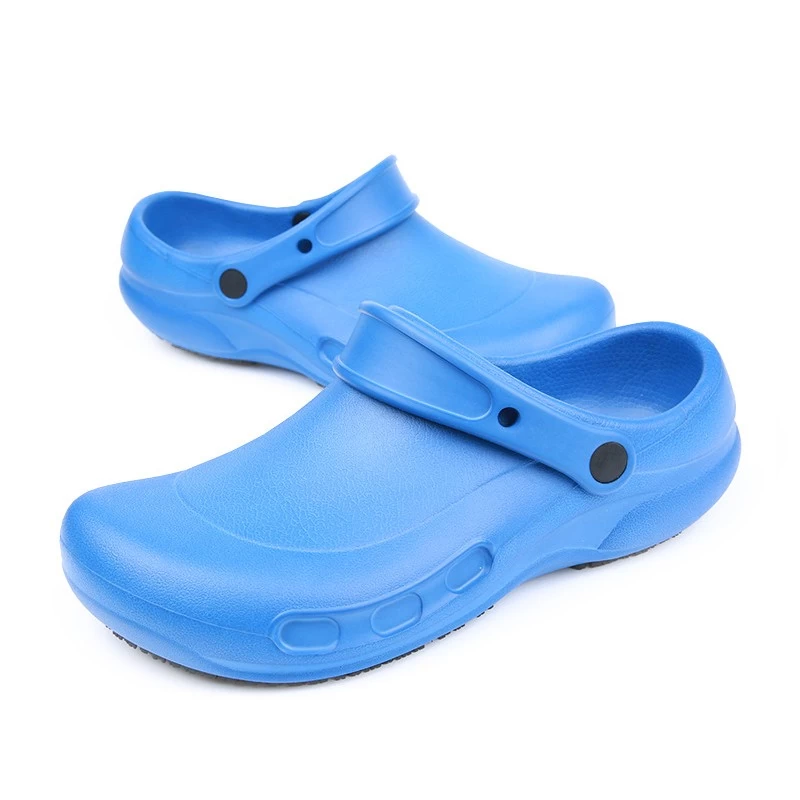 China TM3128 Antislip oliebestendige blauwe EVA-sandaal keukenkokschoenen voor heren fabrikant