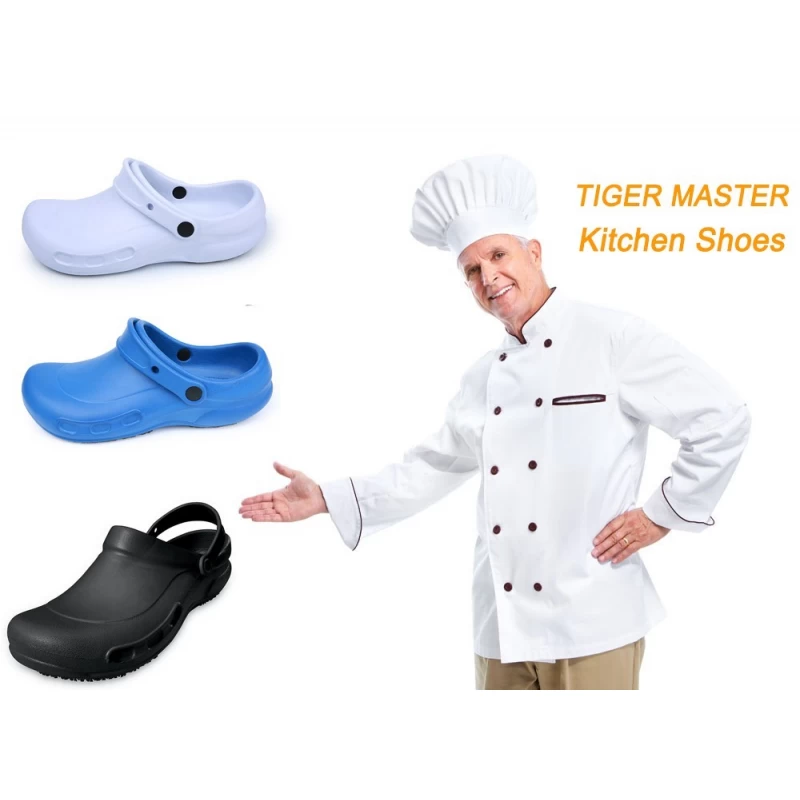 porcelana TM3128 Zapatos de chef de cocina con sandalia EVA azul antideslizante a prueba de aceite para hombres fabricante