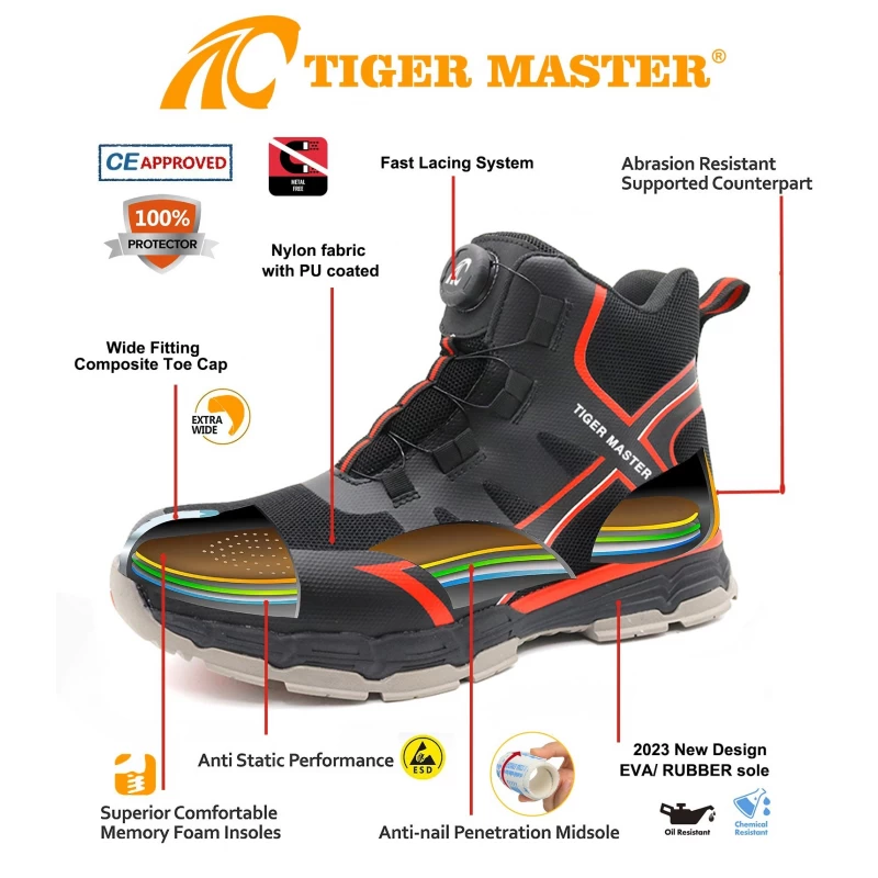 China TM285H Modischer Sicherheitsschuh-Sneaker mit Fast-Lock-System und Verbundkappe Hersteller