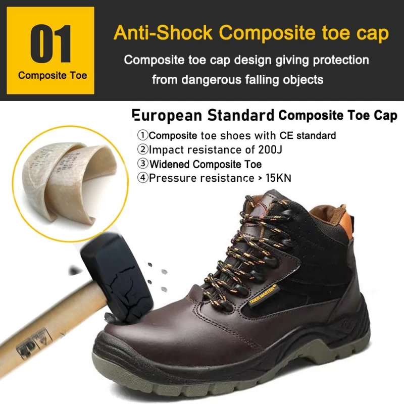 China TM3134 Anti-puncture composite toe leather lining industrial safety shoes for chile manufacturer