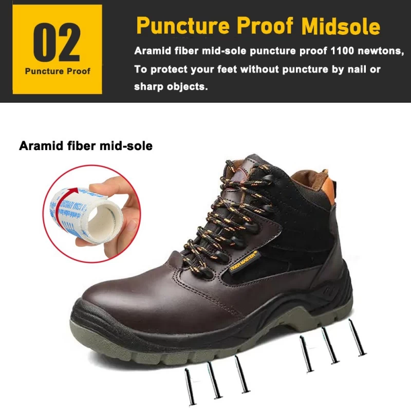 China TM3134 Anti-puncture composite toe leather lining industrial safety shoes for chile manufacturer
