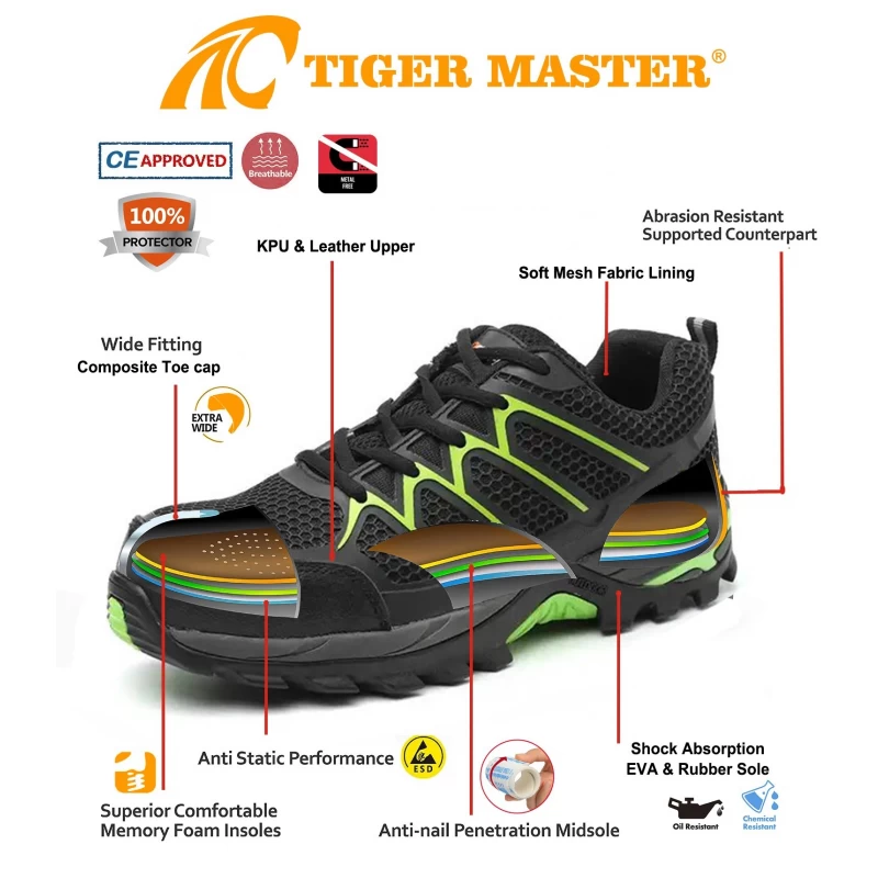 Китай TM3135 KPU стильная спортивная защитная обувь для походов с верхним композитным носком для мужчин производителя