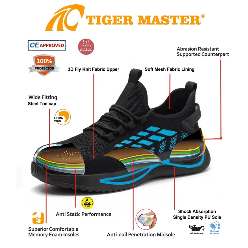 Chine Chaussures de sécurité antidérapantes à bout en acier pour hommes, résistantes à l'huile et à la perforation, chaussures de sport TM3139 fabricant