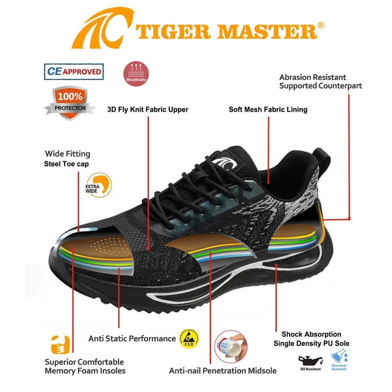 porcelana TM3140 Zapatos de seguridad de moda para hombre con punta de acero antideslizantes y a prueba de pinchazos deportivos fabricante