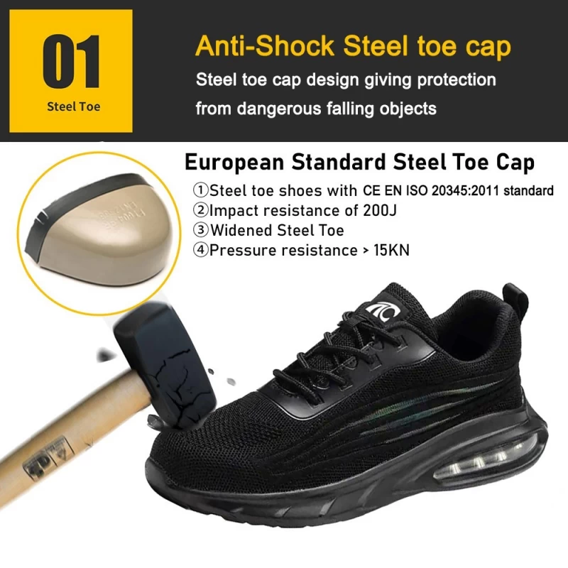 China TM3145 Sapatos de segurança esportivos com proteção de biqueira de aço com absorção de choque e logística para homens fabricante