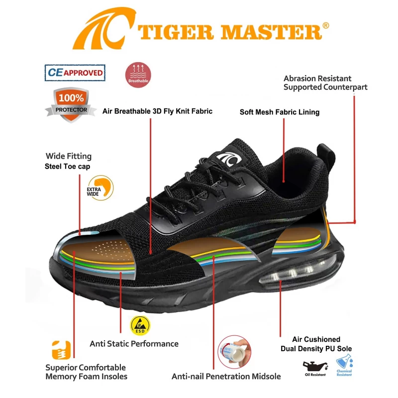 China TM3145 Shock absorption steel toe protection logistics sport safety shoes for men manufacturer