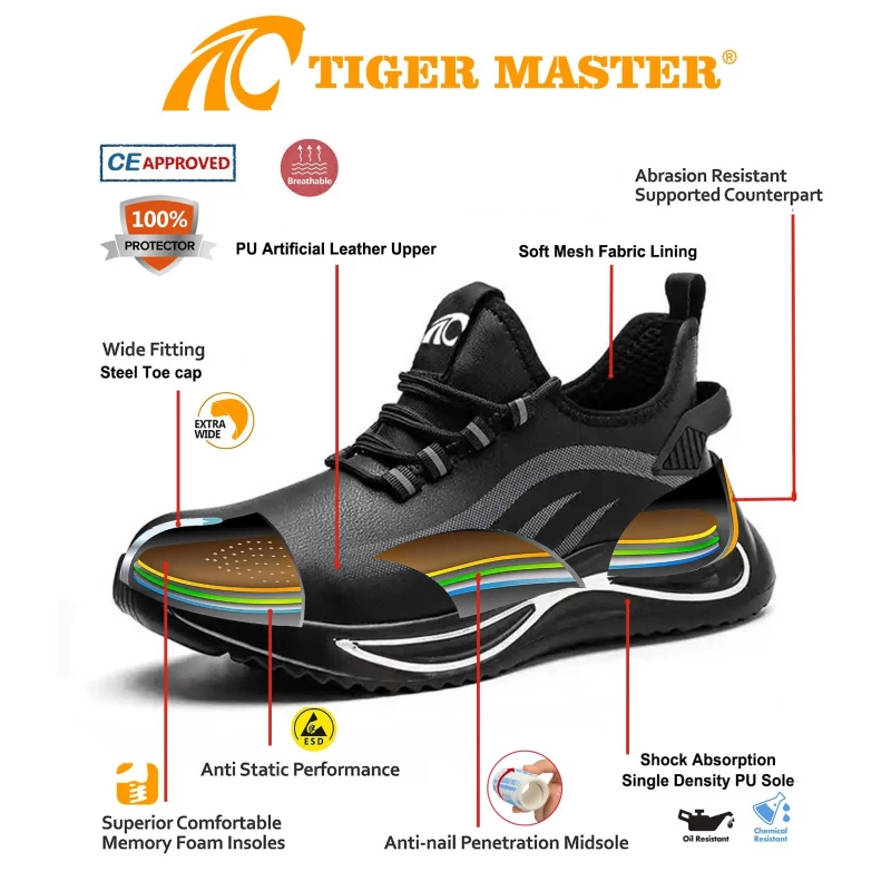 Китай TM3150 Противоскользящие маслостойкие защитные туфли со стальным носком для мужчин производителя