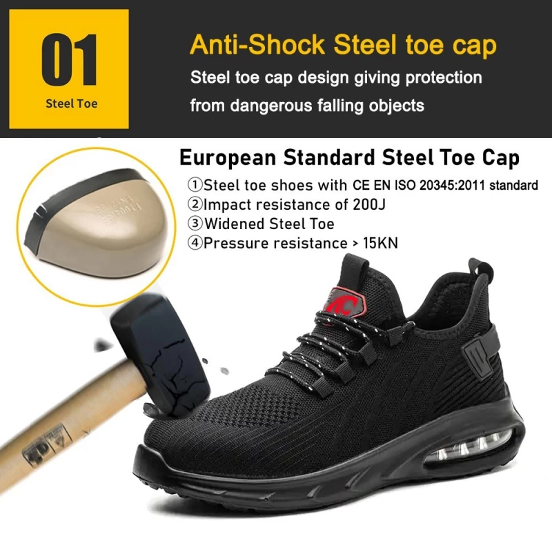 China TM3151 Preto evita perfurações com biqueira de aço calçado de segurança de trabalho leve para homens fabricante