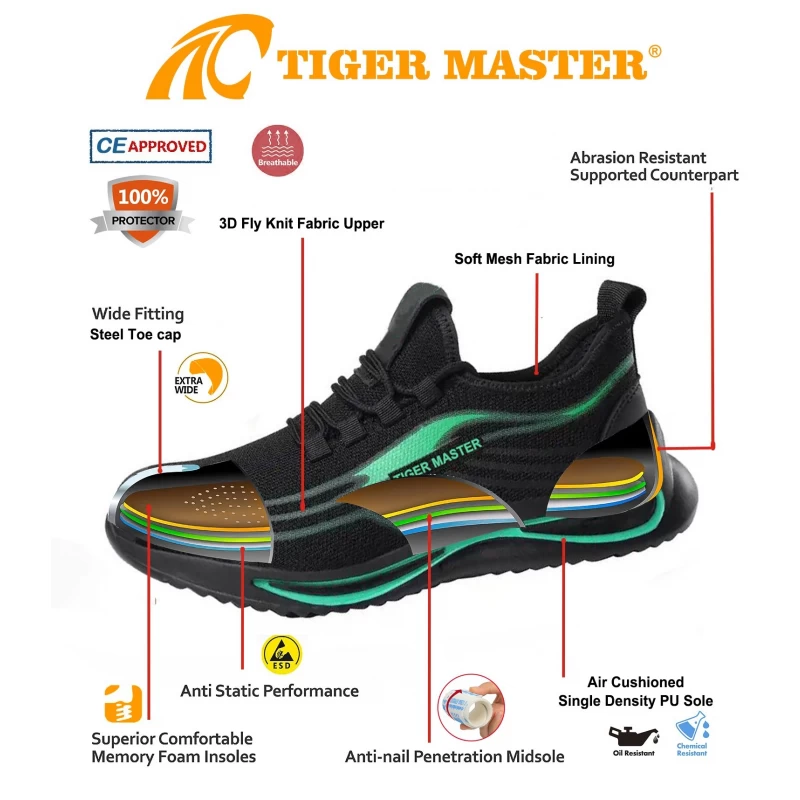 China TM3152 Anti-skid oil resistance steel toe sport work safety shoes for man manufacturer