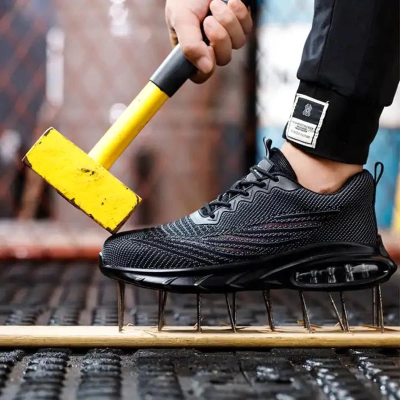 Cina TM3153 Scarpe antinfortunistiche sportive moda traspirante con punta in acciaio nero da lavoro da uomo produttore