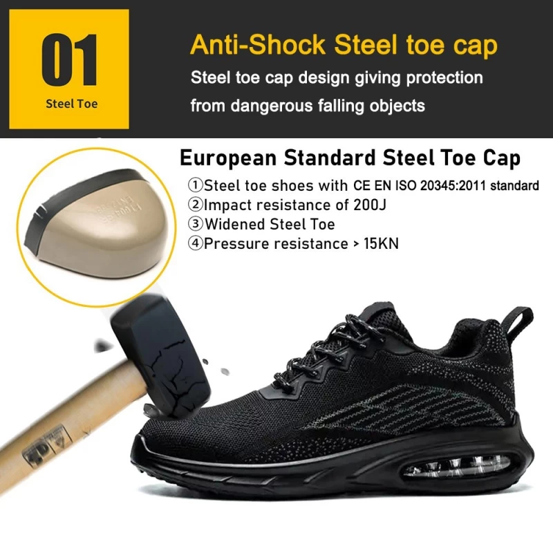 China TM3154 Sapatos de segurança esportivos com biqueira de aço com amortecimento de ar para homens leves fabricante