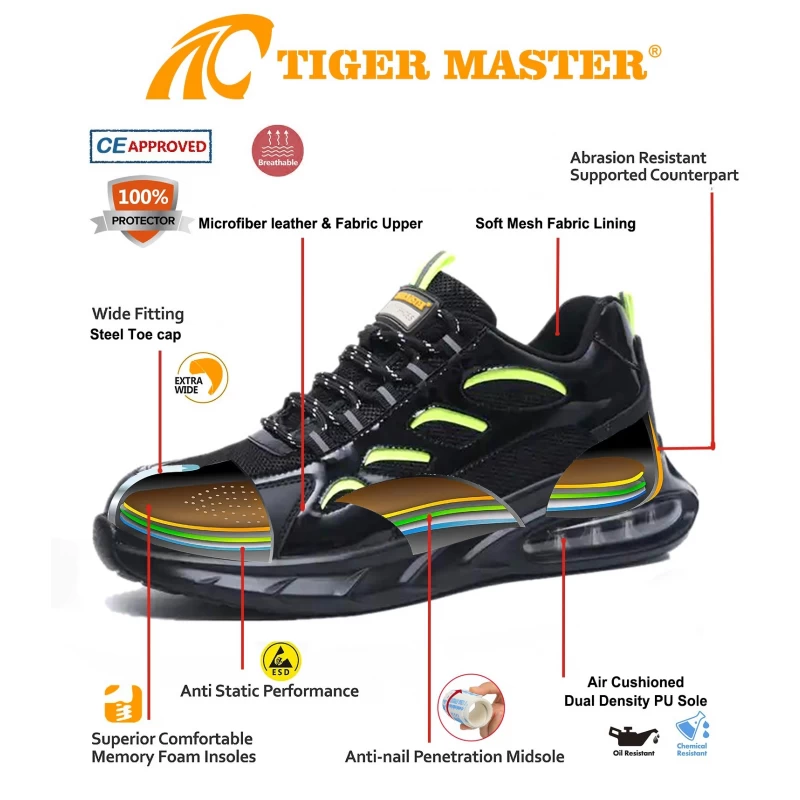 China TM3157 Air cushioned fashionable sport safety shoes with steel toe manufacturer