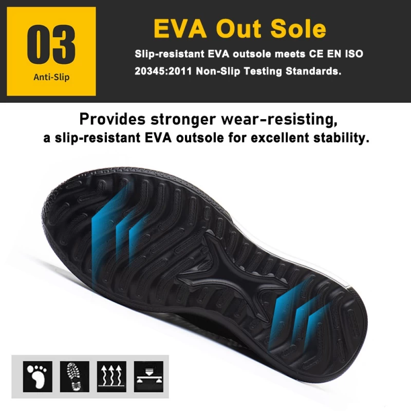 China TM3159 Soft EVA sole anti puncture steel toe sports safety shoes men manufacturer