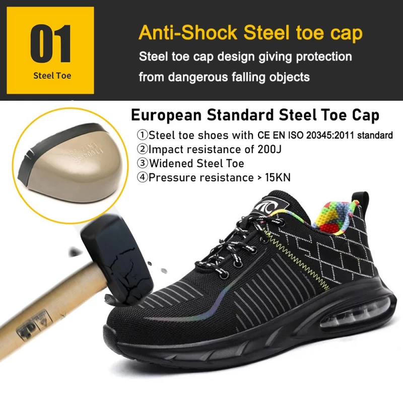 porcelana TM3163 Calzado deportivo de seguridad ligero negro para hombre con puntera de acero fabricante