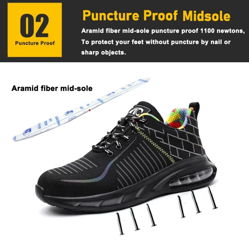 Cina TM3163 Scarpe sportive antinfortunistiche da uomo nere leggere con punta in acciaio produttore