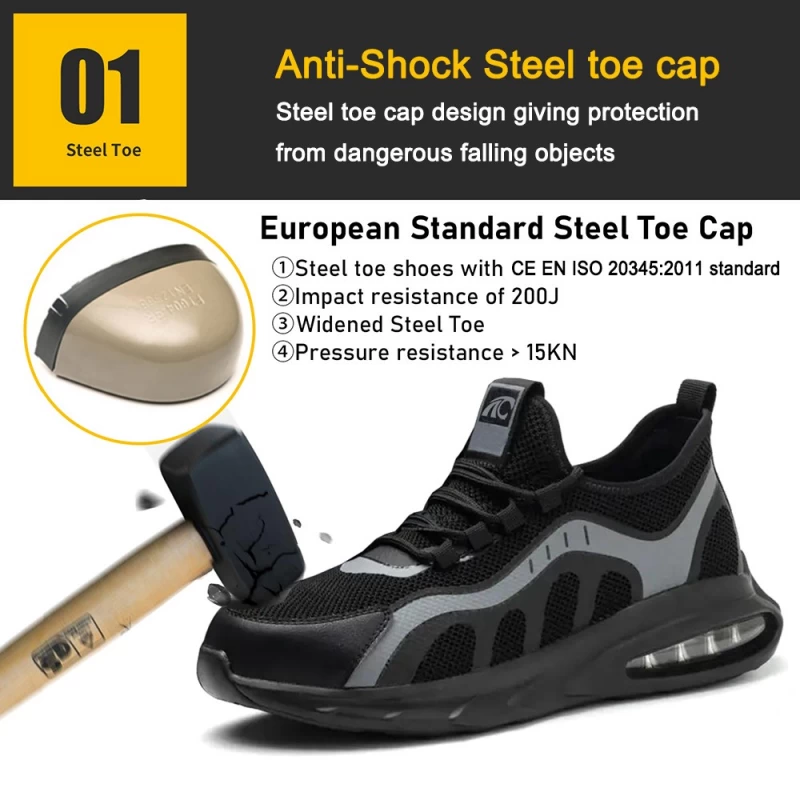 porcelana TM3165 Zapatillas de seguridad ligeras antipinchazos con amortiguación de aire y puntera de acero fabricante