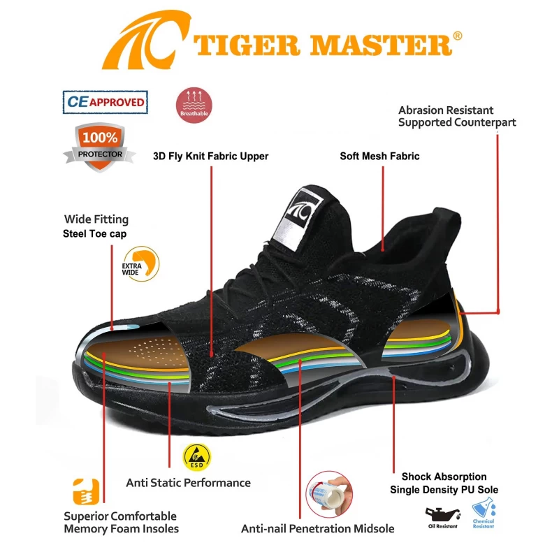 中国 TM3169 滑りにくいスチールつま先の耐パンクスポーツ物流用安全靴 メーカー
