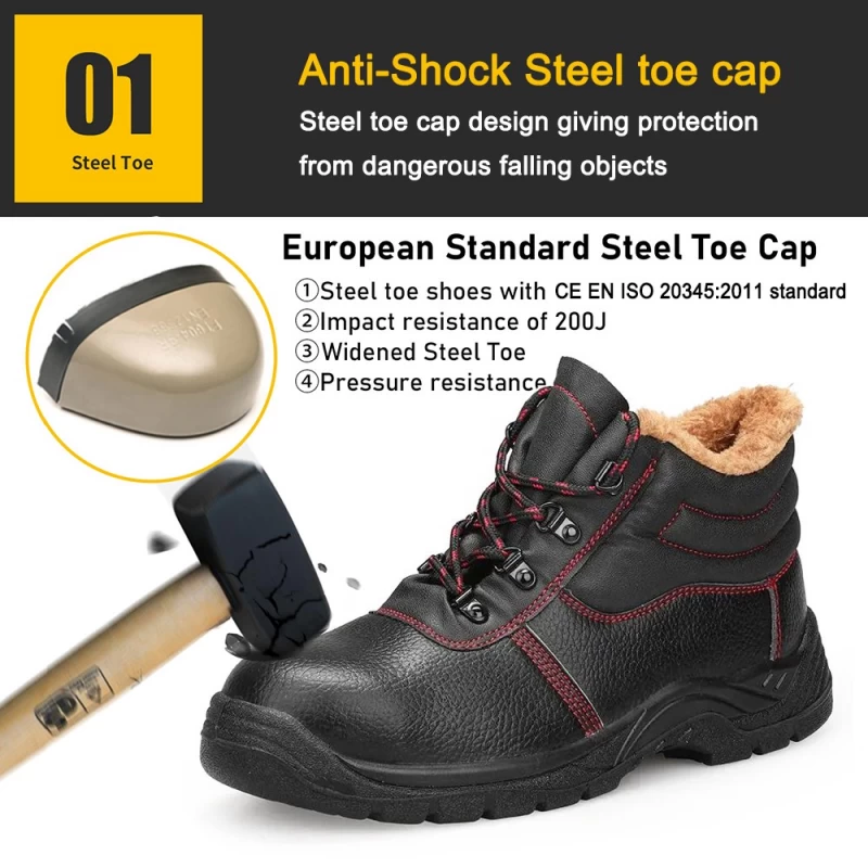 porcelana TM3170 Zapatos de seguridad de invierno con punta de acero negro para construcción de hombres fabricante