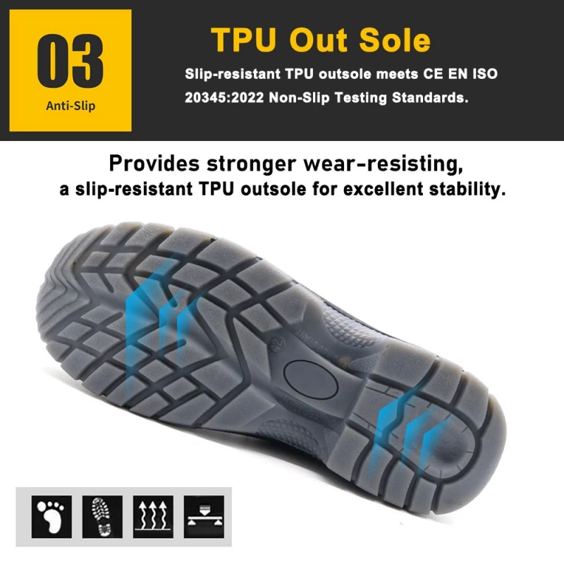中国 TM3171 耐油耐酸TPU鞋底复合鞋头工业安全鞋 制造商