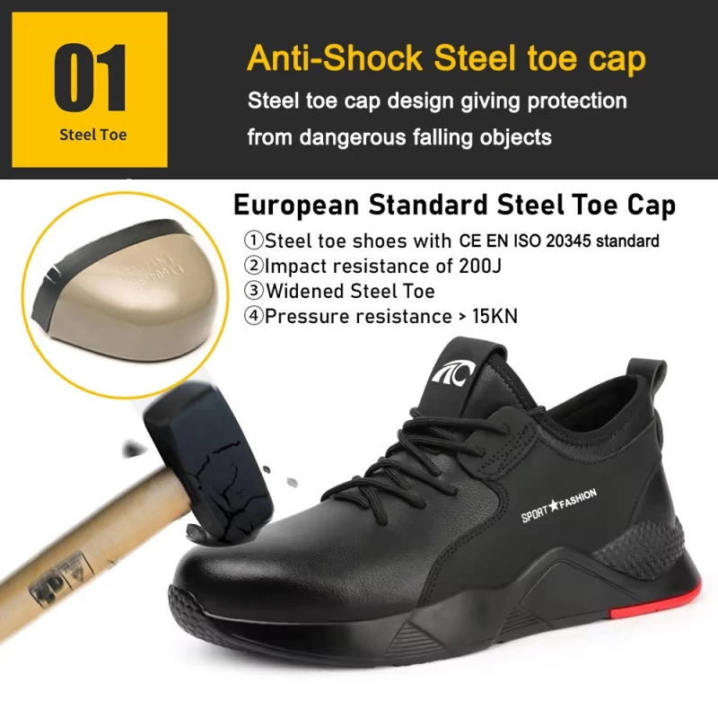 Cina 708 Scarpe antinfortunistiche moda da uomo con punta in acciaio e protezione del lavoro in pelle microfibra nera produttore