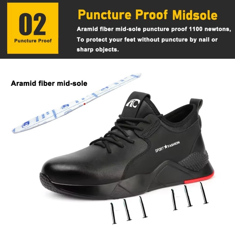 Cina 708 Scarpe antinfortunistiche moda da uomo con punta in acciaio e protezione del lavoro in pelle microfibra nera produttore