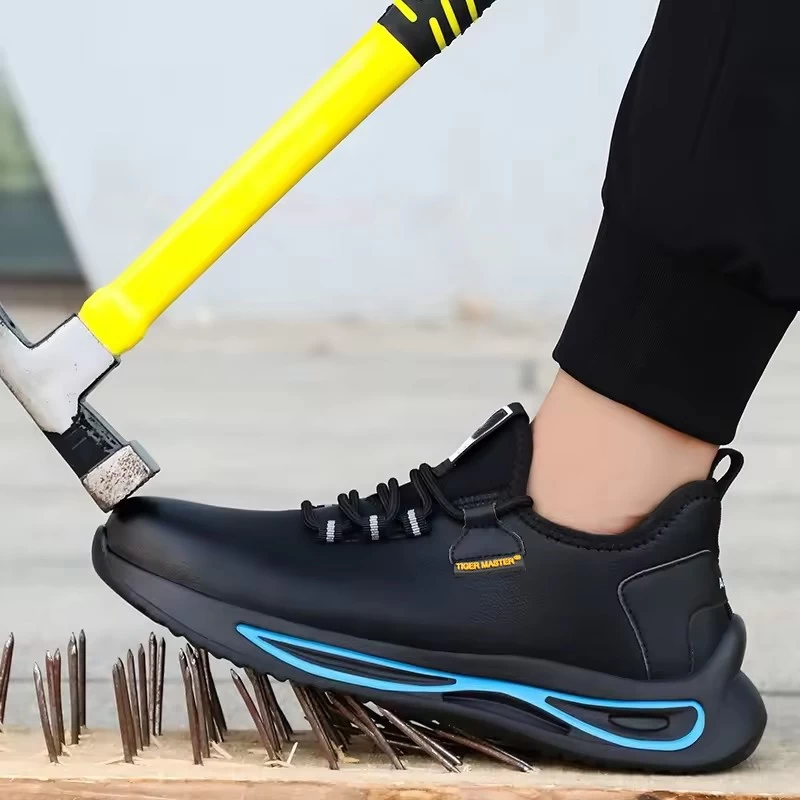 Chine Chaussures de sécurité antidérapantes en cuir microfibre pour hommes, légères et anti-écrasement, à la mode, TM3055 fabricant