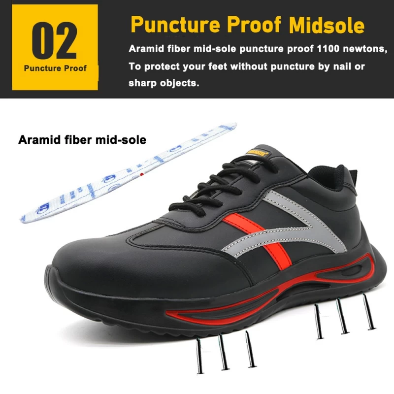 China TM261 Black microfiber leather steel toe men safety shoes for construction manufacturer