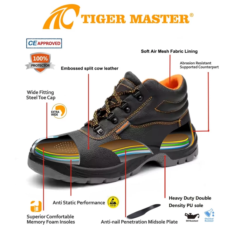 China HS1030 oil slip resistant steel toe cheap price men safety shoes for industrial manufacturer