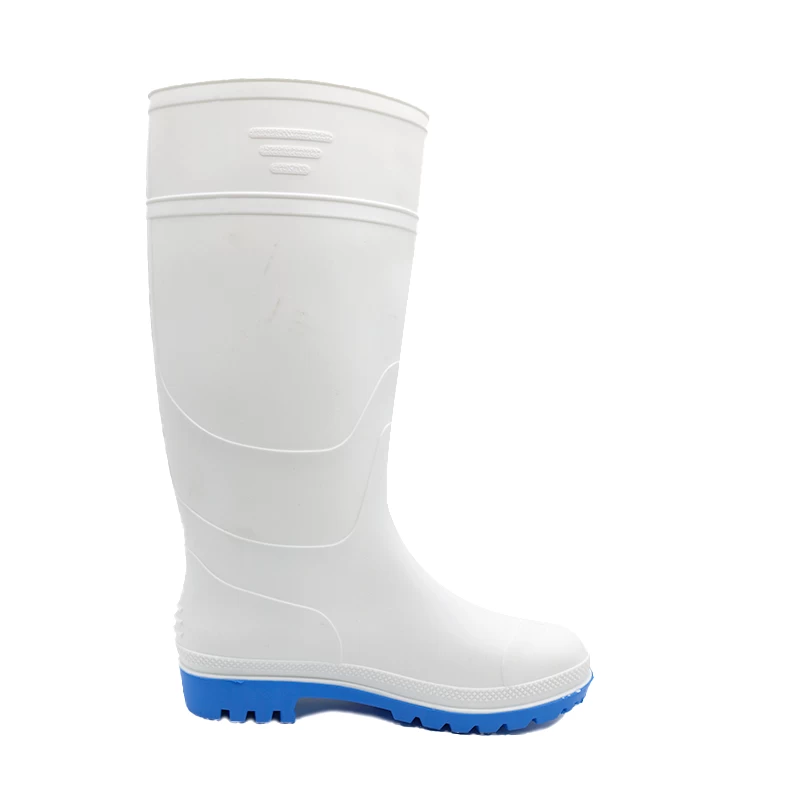 China GB01 Waterproof anti slip food industry non safety white pvc rain boots manufacturer