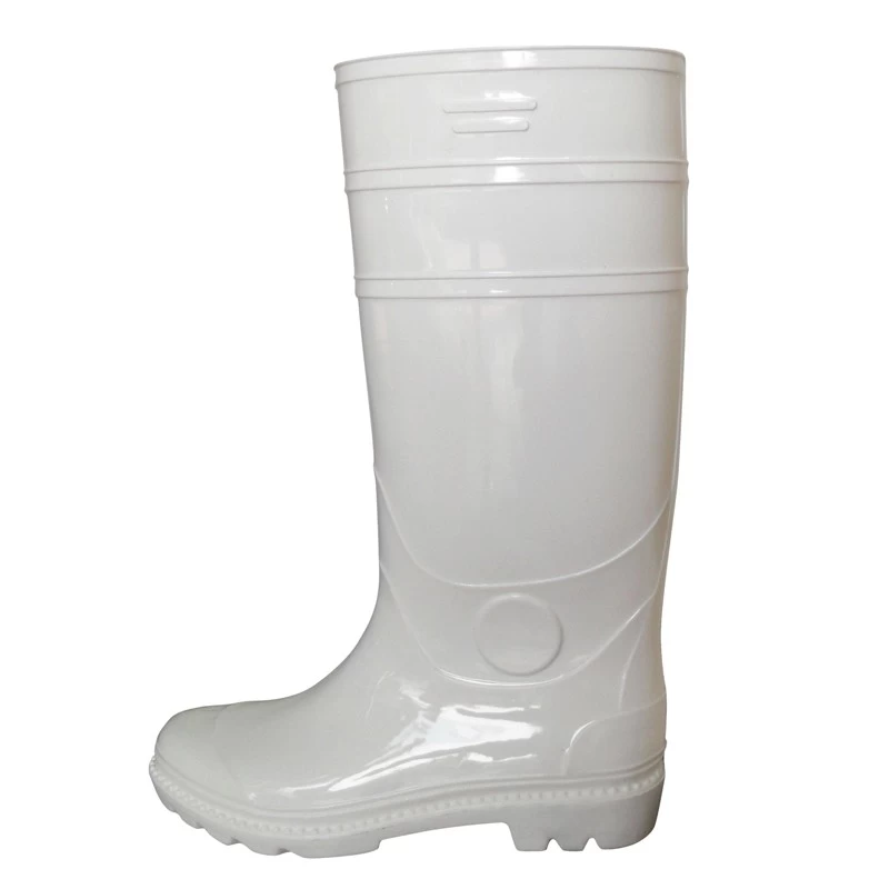 China GB03-6 waterproof non-slip white non safety shiny pvc rain boots for men manufacturer