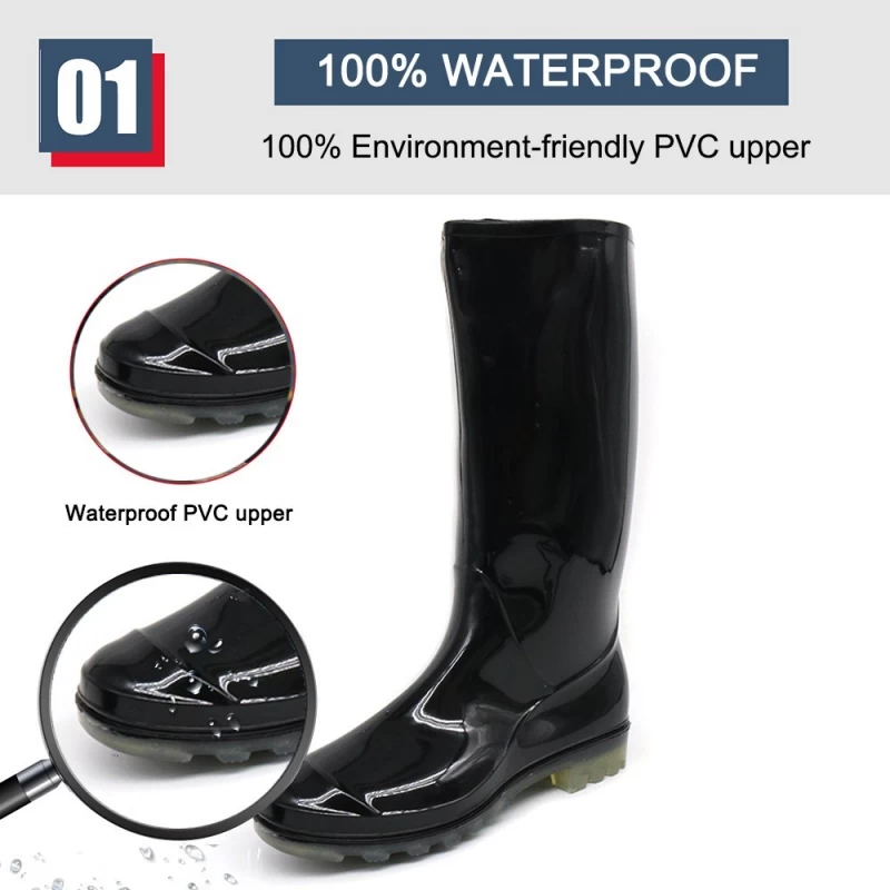 China GB04 Knee high waterproof eco-friendly PVC rain boots for women manufacturer